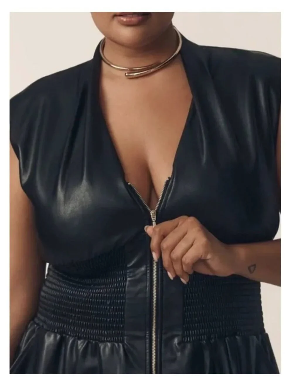 Anthropologie Tommie Dress 2XL Faux Leather Black Plus Size - Picture 3 of 12